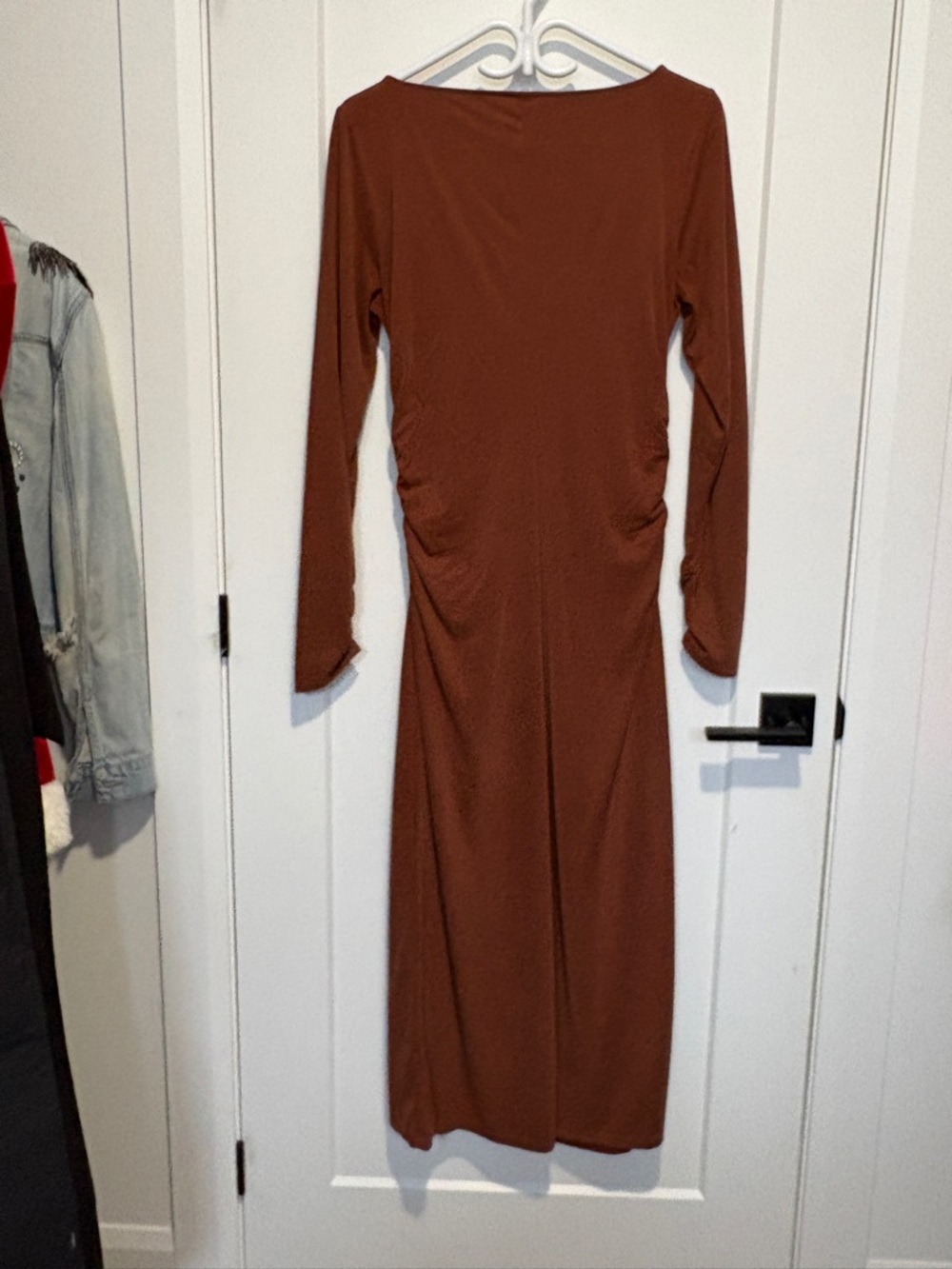 Old Navy Long Sleeve Rust-Brown Midi Dress - Picture 3 of 4